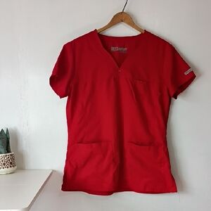 Grey's Anatomy Scrubs Red Short Sleeve Scrubs Top Size